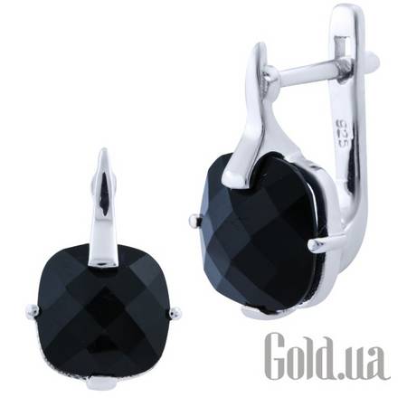Серьги Серебряные серьги с ониксами