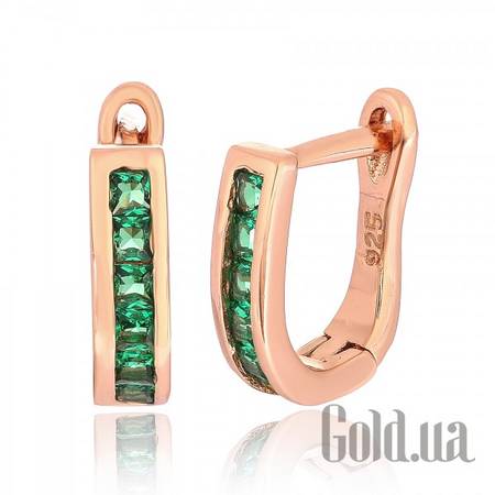 Серьги Серебряные серьги с  куб. циркониями в позолоте