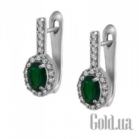 Серьги Серебряные серьги с агатами и куб. циркониями