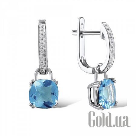 Серьги с подвесками Золотые серьги с бриллиантами и топазами