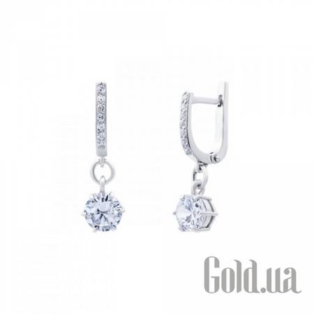 Серьги с подвесками Серебряные серьги с куб. циркониями