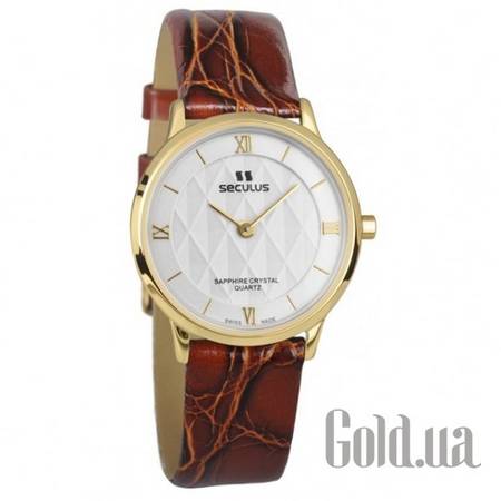 Швейцарские часы Женские часы 1610.1.106 white, pvd, brown leather