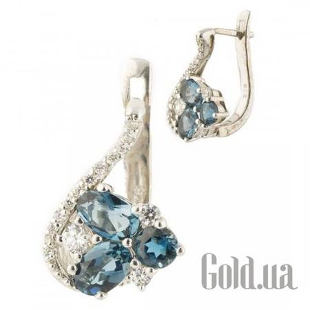 Серьги Серебряные серьги с топазами и куб.циркониями