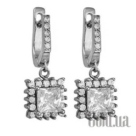 Серьги с подвесками Серебряные серьги с куб. циркониями