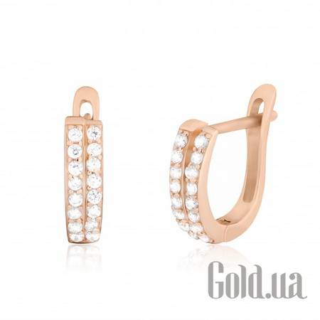 Серьги Серебряные серьги  с куб. циркониями в позолоте