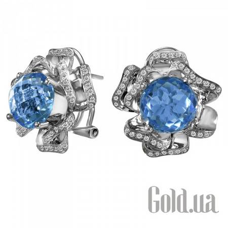 Серьги Золотые серьги с бриллиантами и топазами