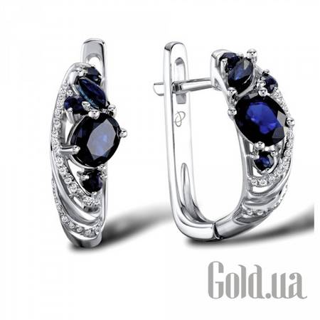 Серьги Золотые серьги с бриллиантами и сапфирами