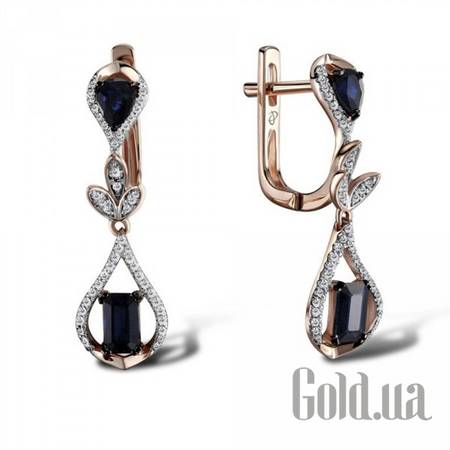 Серьги с подвесками Золотые серьги с бриллиантами и сапфирами