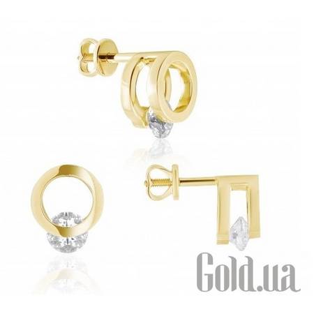 Серьги-гвоздики Золотые серьги с циркониями Swarovski Zirconia