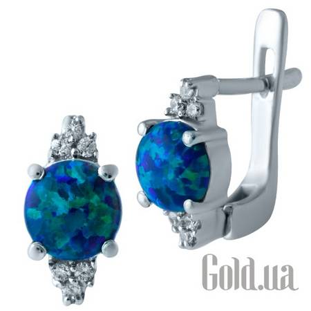 Серьги Серебряные серьги с опалами и куб. циркониями