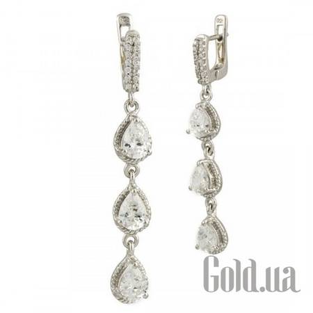 Серьги с подвесками Серебряные серьги с куб. циркониями
