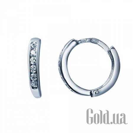 Серьги-кольца Серебряные серьги с куб. циркониями