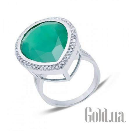 Женские кольца Женское серебряное кольцо с агатом и куб. циркониями, 17