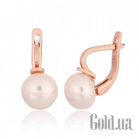Серьги Серебряные серьги с жемчугом и в позолоте