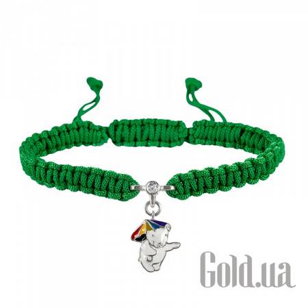 Браслет Детский браслет из нейлоновой нити с серебром, куб. цирконием и эмалью