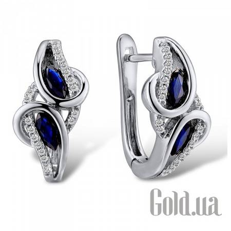 Серьги Золотые серьги с бриллиантами и сапфирами