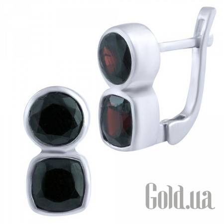 Серьги Серебряные серьги с гранатами