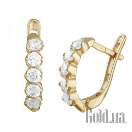 Серьги Серебряные серьги с куб. циркониями в позолоте
