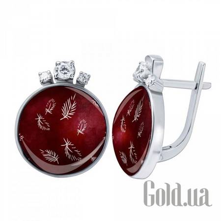 Серьги Серебряные серьги с куб. циркониями и муранским стеклом