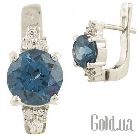 Серьги Серебряные серьги с топазами и куб. циркониями
