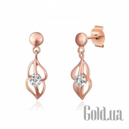 Серьги с подвесками Серебряные серьги с куб. циркониями в позолоте