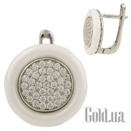 Серьги Серебряные серьги с керамикой и куб. циркониями