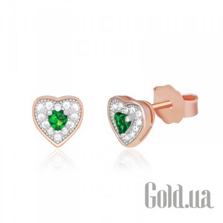 Серьги-гвоздики Серебряные серьги с куб. циркониями в позолоте