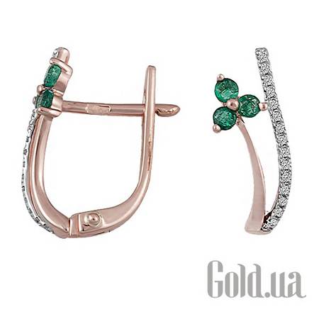 Серьги Золотые серьги с бриллиантами и изумрудами