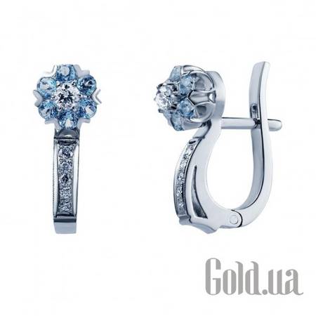 Серьги Золотые серьги с бриллиантами и топазами