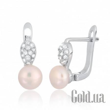 Серьги Silvex925 Серебряные серьги  с куб. циркониями и жемчугом