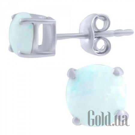 Серьги-гвоздики Серебряные серьги с опалами