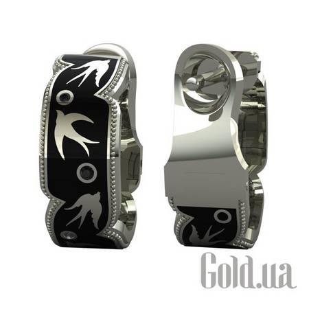 Серьги-кольца Золотые серьги с бриллиантами и эмалью