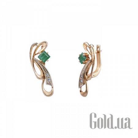 Серьги Золотые серьги с изумрудами и сапфирами