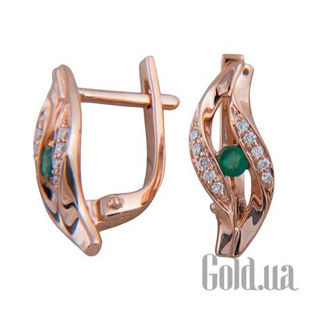 Серьги Золотые серьги с бриллиантами и изумрудами