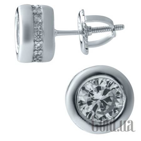 Серьги-гвоздики Серебряные серьги с куб. циркониями