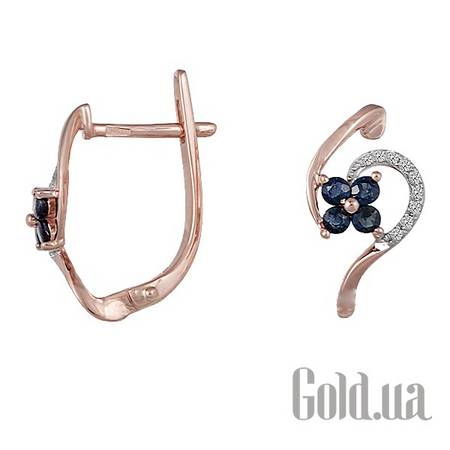 Серьги Золотые серьги с бриллиантами и сапфирами