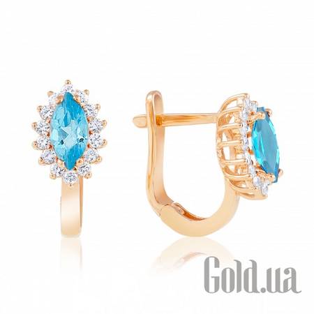 Серьги Золотые серьги с топазами и куб. циркониями