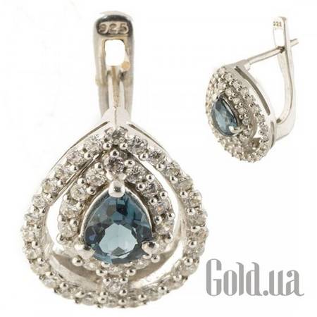 Серьги Серебряные серьги с топазами и куб.циркониями