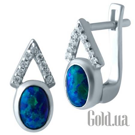 Серьги Серебряные серьги с опалами и куб. циркониями