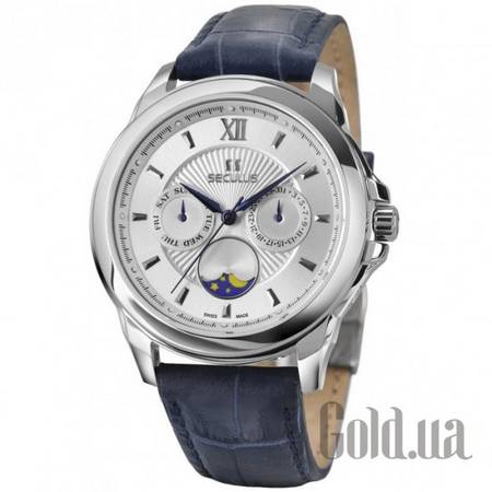 Швейцарские часы Мужские часы 1004G.4.706 white, ss, blue leather