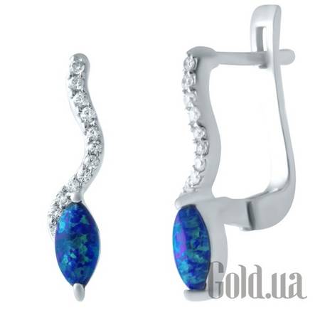 Серьги Серебряные серьги с опалами и куб. циркониями