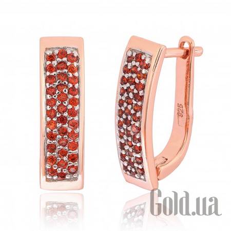 Серьги Серебряные серьги с  куб. циркониями в позолоте