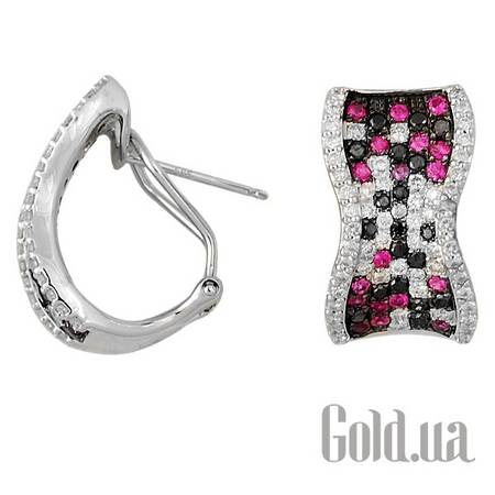 Серьги Золотые серьги с бриллиантами и сапфирами