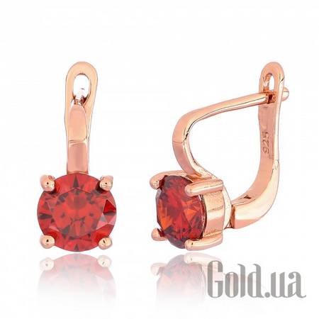 Серьги Серебряные серьги с  куб. циркониями в позолоте