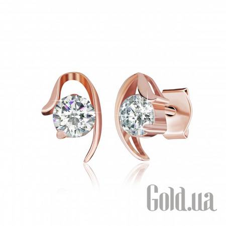 Серьги-гвоздики Серебряные серьги с куб. циркониями в позолоте