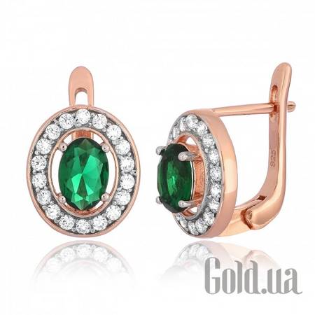 Серьги Серебряные серьги с  куб. циркониями в позолоте