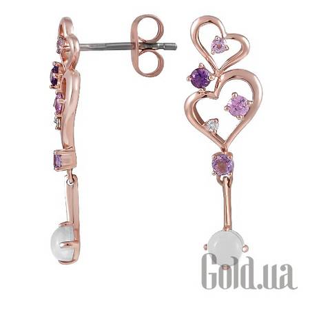 Серьги с подвесками Золотые серьги с бриллиантами, сапфирами, аметистами и кварцем