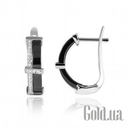 Серьги Серебряные серьги с керамикой и куб. циркониями