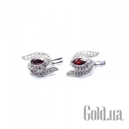 Серьги Серебряные серьги с куб. циркониями и гранатами