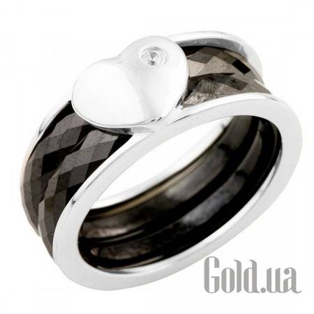 Кольцо Серебряное кольцо с керамикой и куб. цирконием, 18